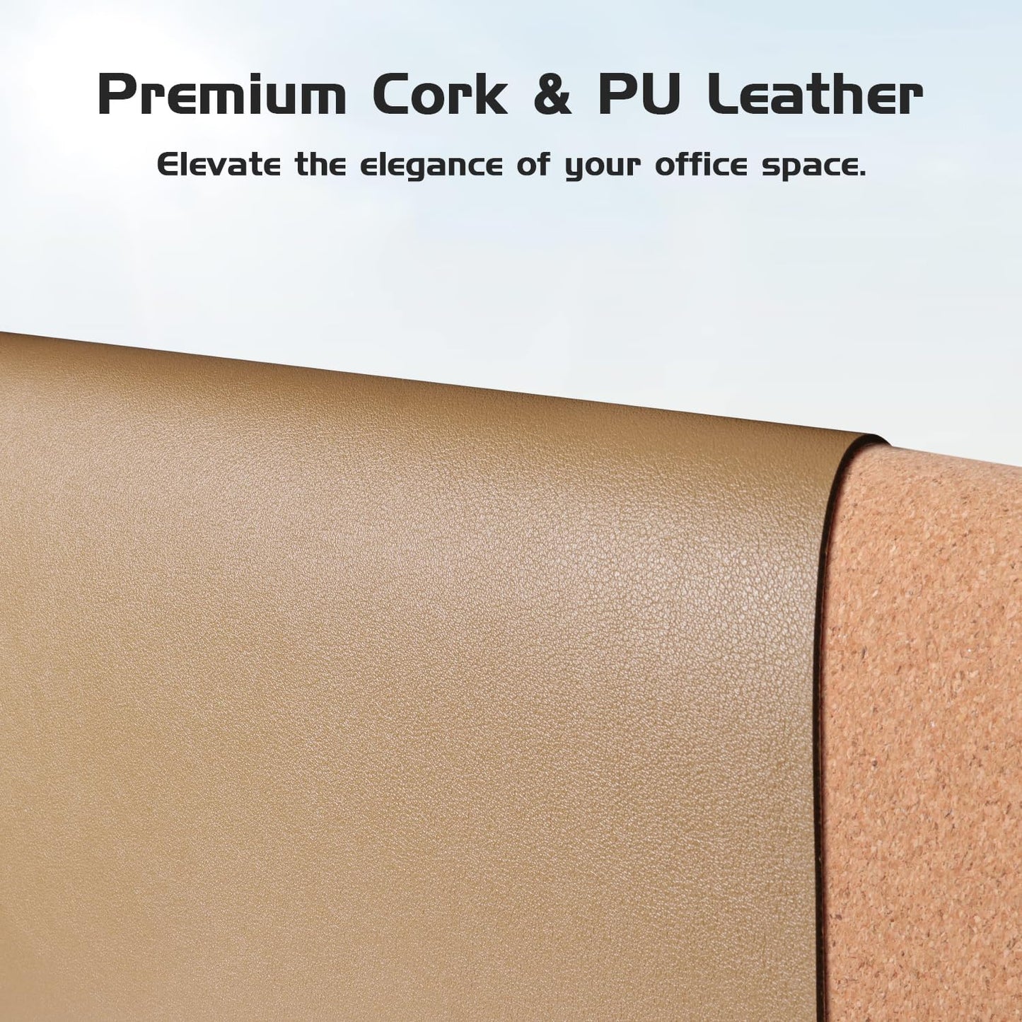 Dual-Sided Desk Pad - Leather Desk Mat, Natural Cork Desk Pad Protector, Large Mouse Pad for Desk, Waterproof Desk Blotter Pad, Desk Writing Pad for Office Work/Home, Apricot(25.6"X13.7")