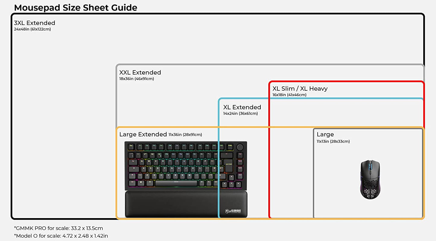 3XL Extended Gaming Mouse Mat/Pad - Large, Wide (3XL Extended) Black Cloth Mousepad, Stitched Edges | 24"X48" (G-3XL)